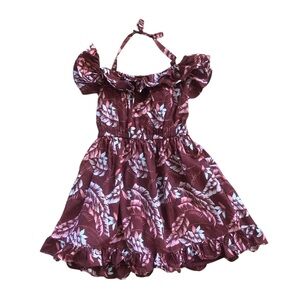Janie and Jack Moana Floral Dress in Burgundy and Pink